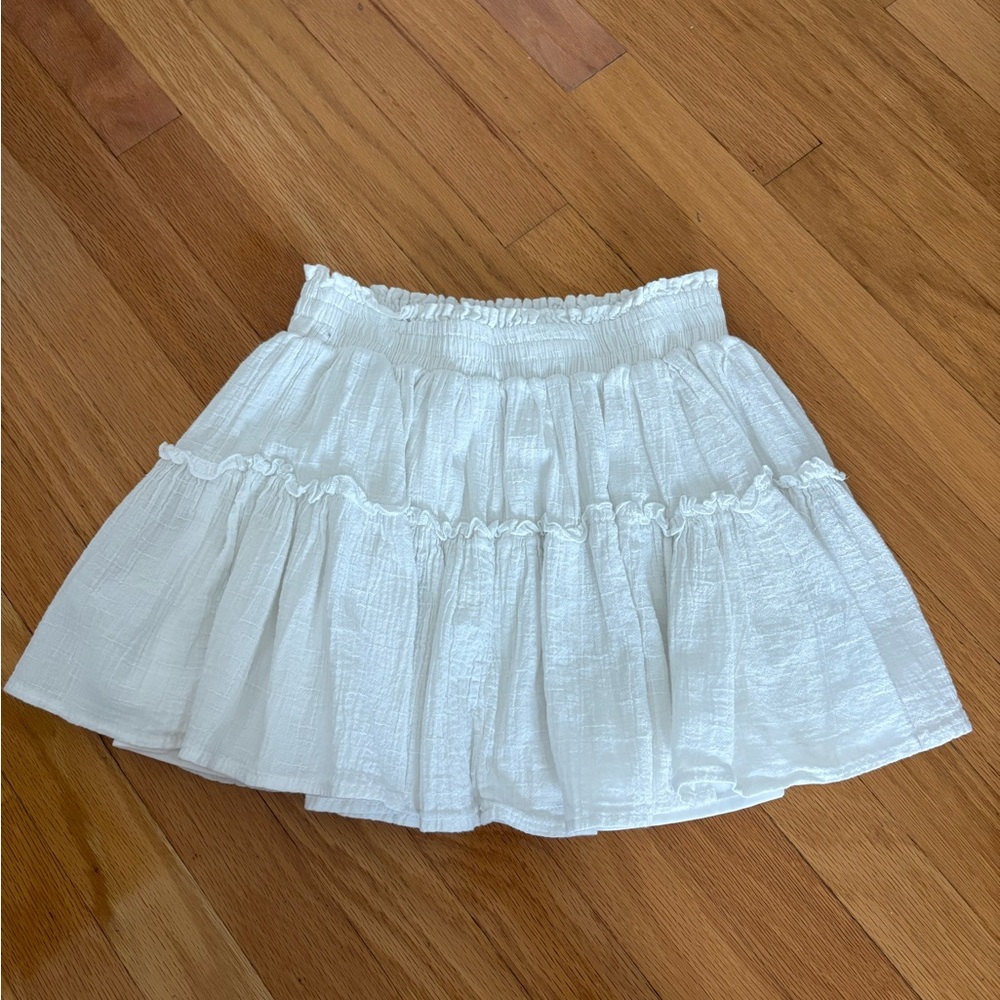 Forever 21 White Bubble Mini Skirt with Ruffled Tiers